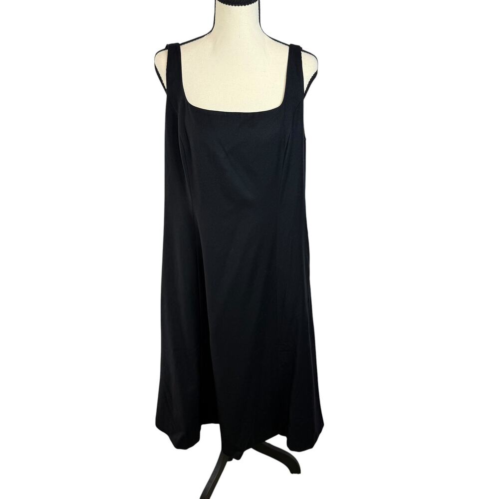 Goelia Black Midi Dress XXL Plus Size Minimalist A-Line Square Neck